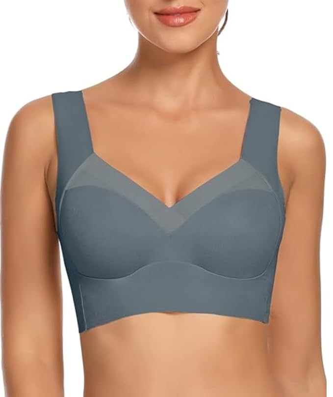 Nirva Women Nylon Spandex Seamless Mesh Lace Bras for Women Wirefree Comfortable Padded Lift Push Up Thin Soft Sexy Back Smoothing Bra Pullover Bras.  Size XL