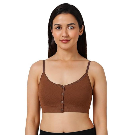 Nirva Women’s Front Button Padded Bra Front Open Non Wired Comfort Bra Soft Stretchable Full Coverage Innerwear for Everyday Wear Regular Fit S178