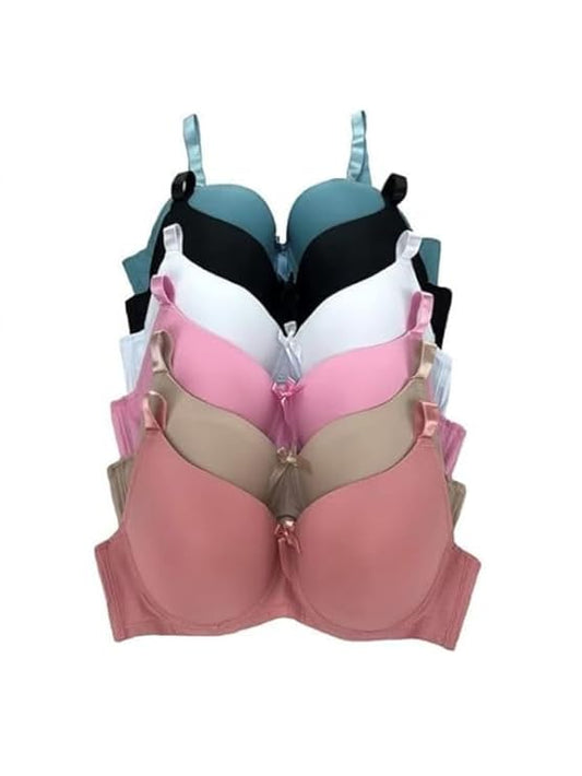 Nirva Women's Nylon Lycra Padded Non-Wired Full Coverage Everyday Bra (Pack of 2) (Assorted Coloured)