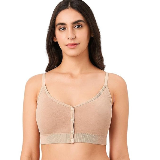 Nirva Women’s Front Button Padded Bra Front Open Non Wired Comfort Bra Soft Stretchable Full Coverage Innerwear for Everyday Wear Regular Fit S178